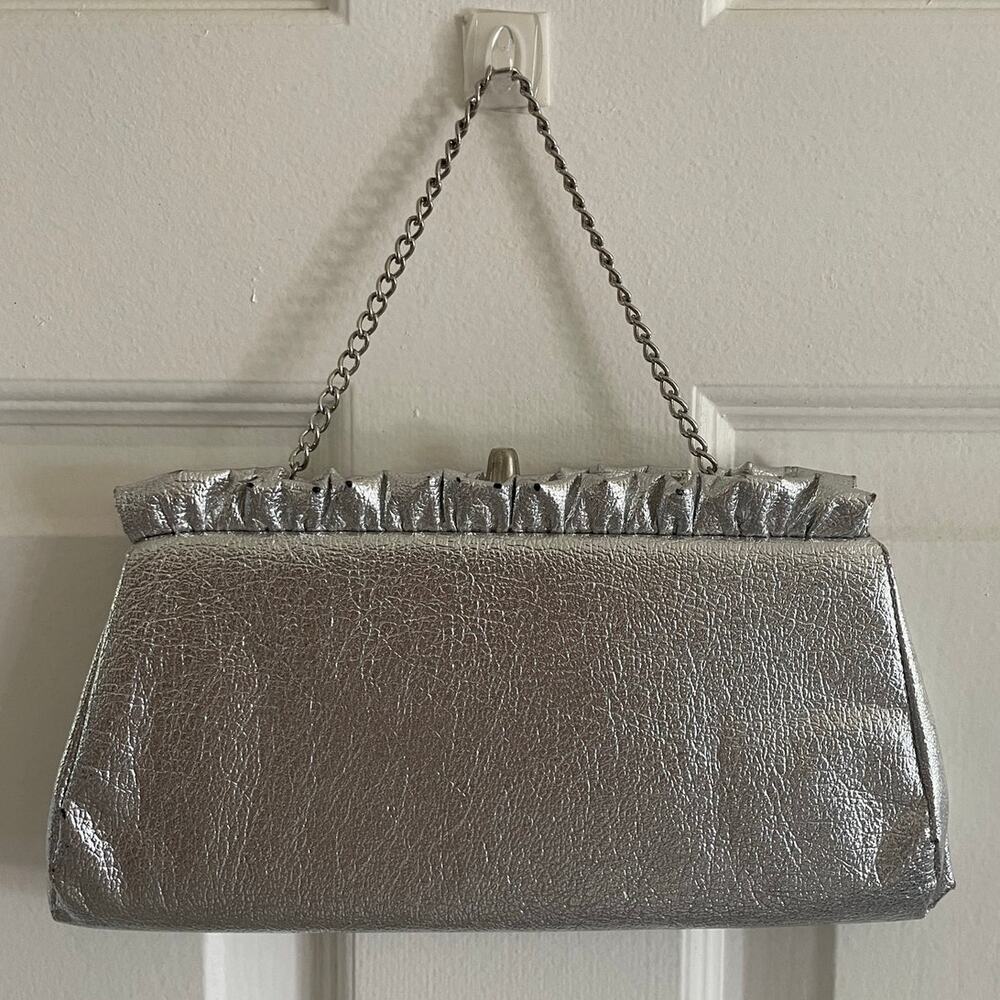 Vintage Silver Metallic Clutch Purse
